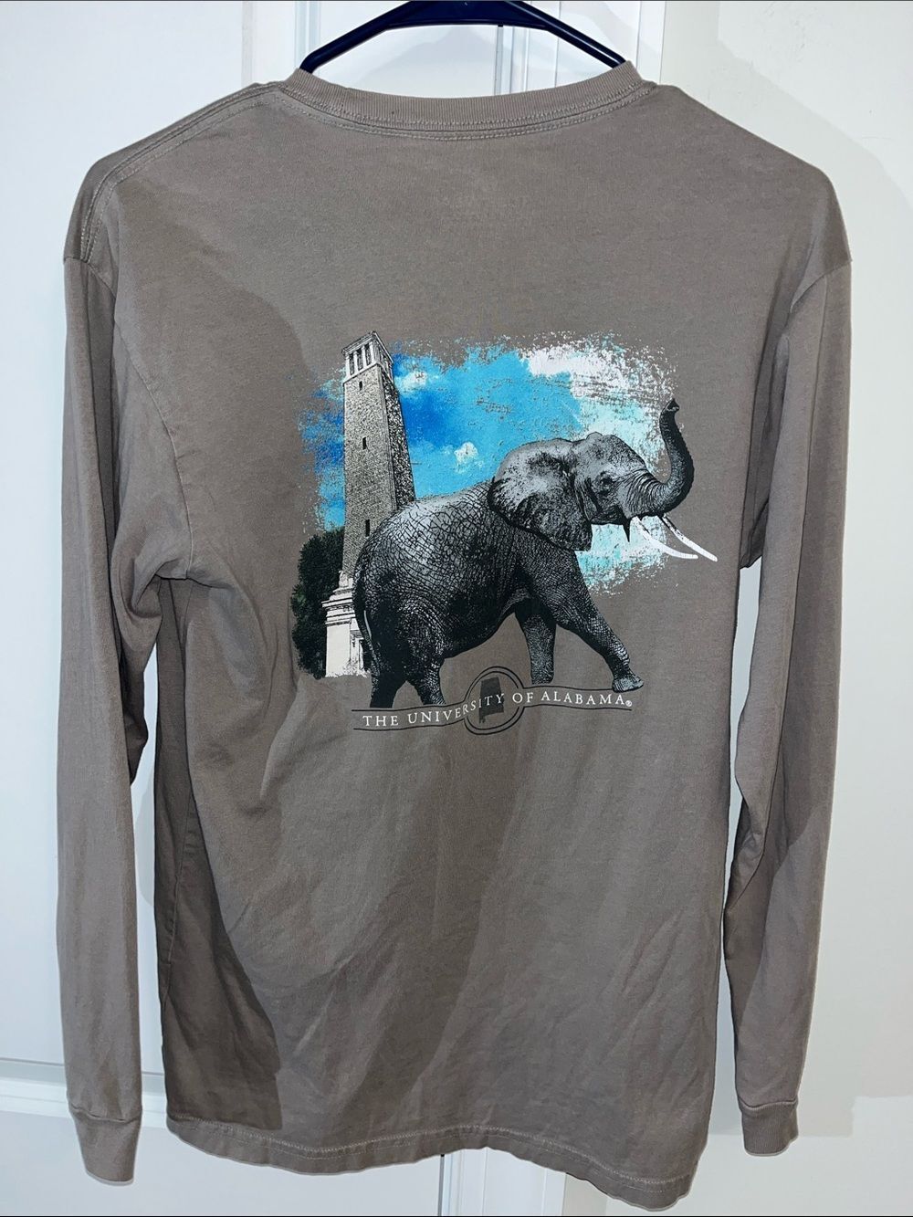 Gray Tuskwear Elephant Tower Alabama Crimson Tide Roll Tide pocket LS t shirt S